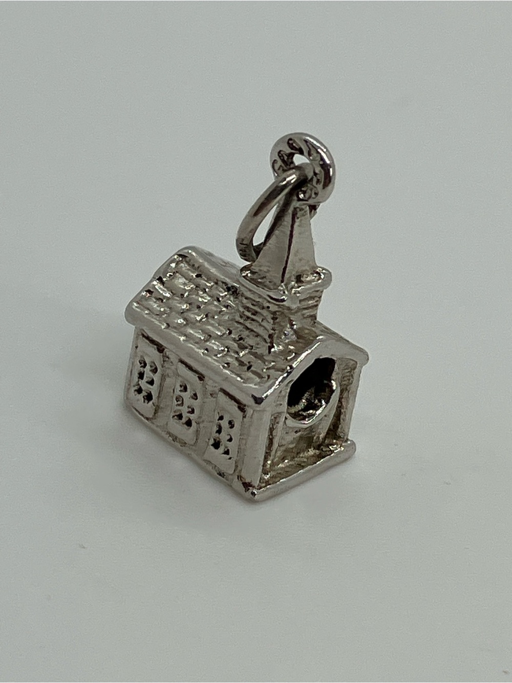 Vtg 925 Church Steeple Chapel Building Sterling Silver Charm